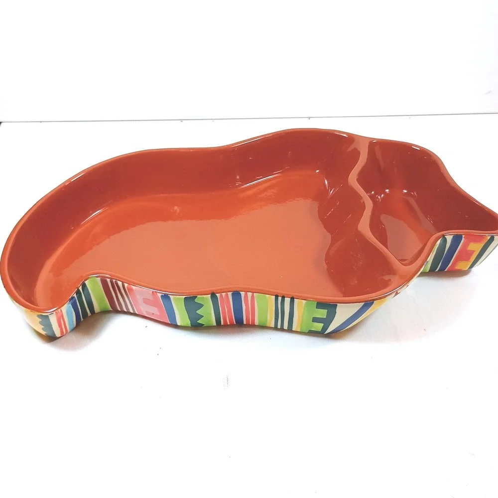 Boston Warehouse Chili Pepper Divided Serving Dish Orange Multi Good Southwest